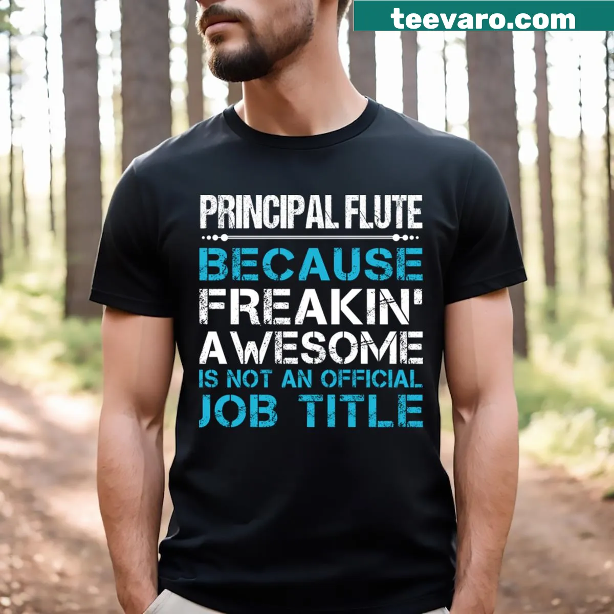 T-shirt celebrating flute players with bold text declaring their awesomeness — on a men's t-shirt