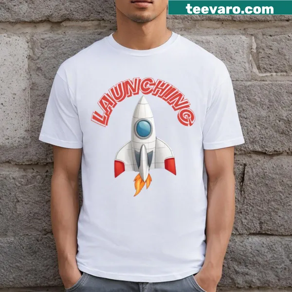 Illustrated Rocket t-shirt featuring a dynamic launching rocket