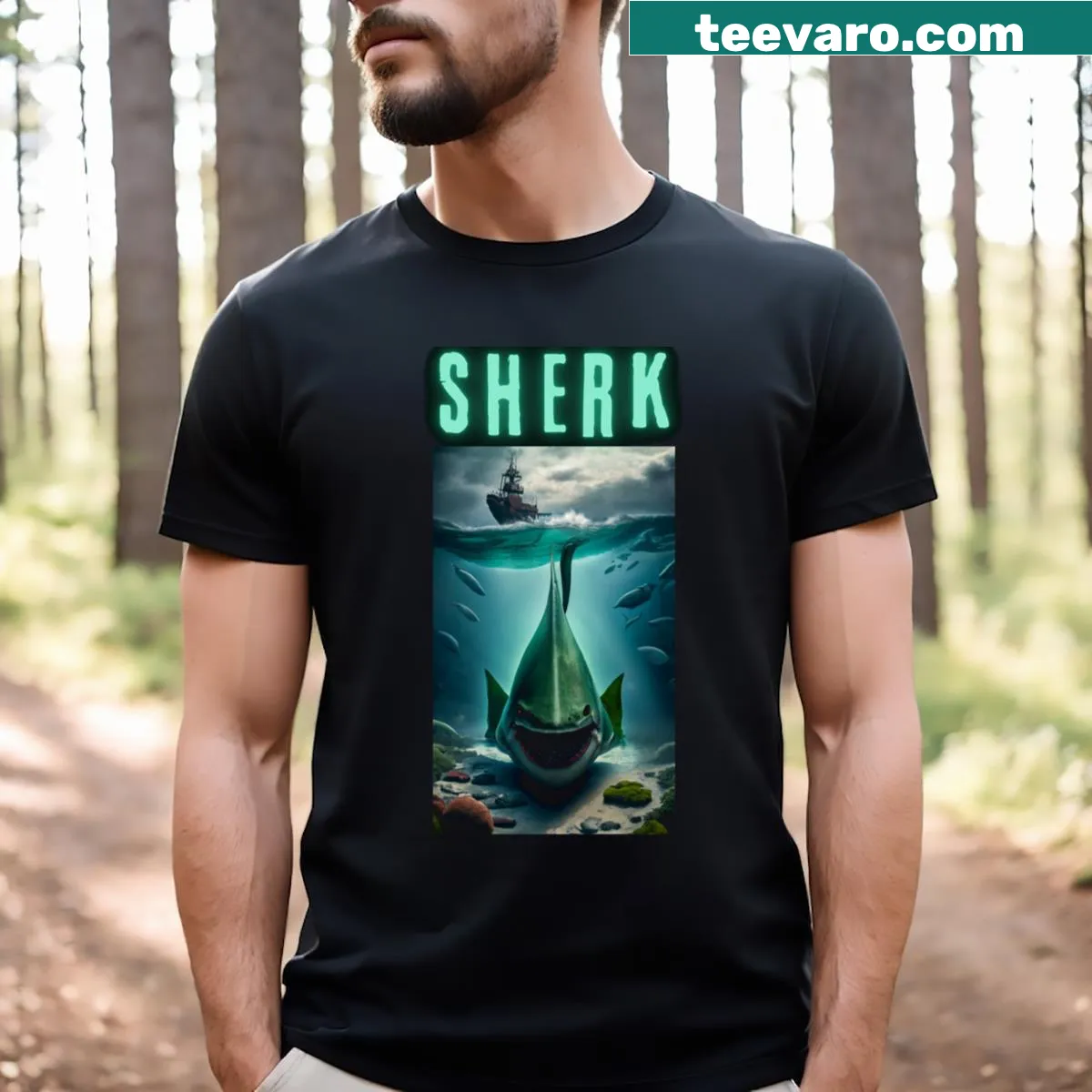 Funny Sherk meme graphic t-shirt design — on a men's t-shirt