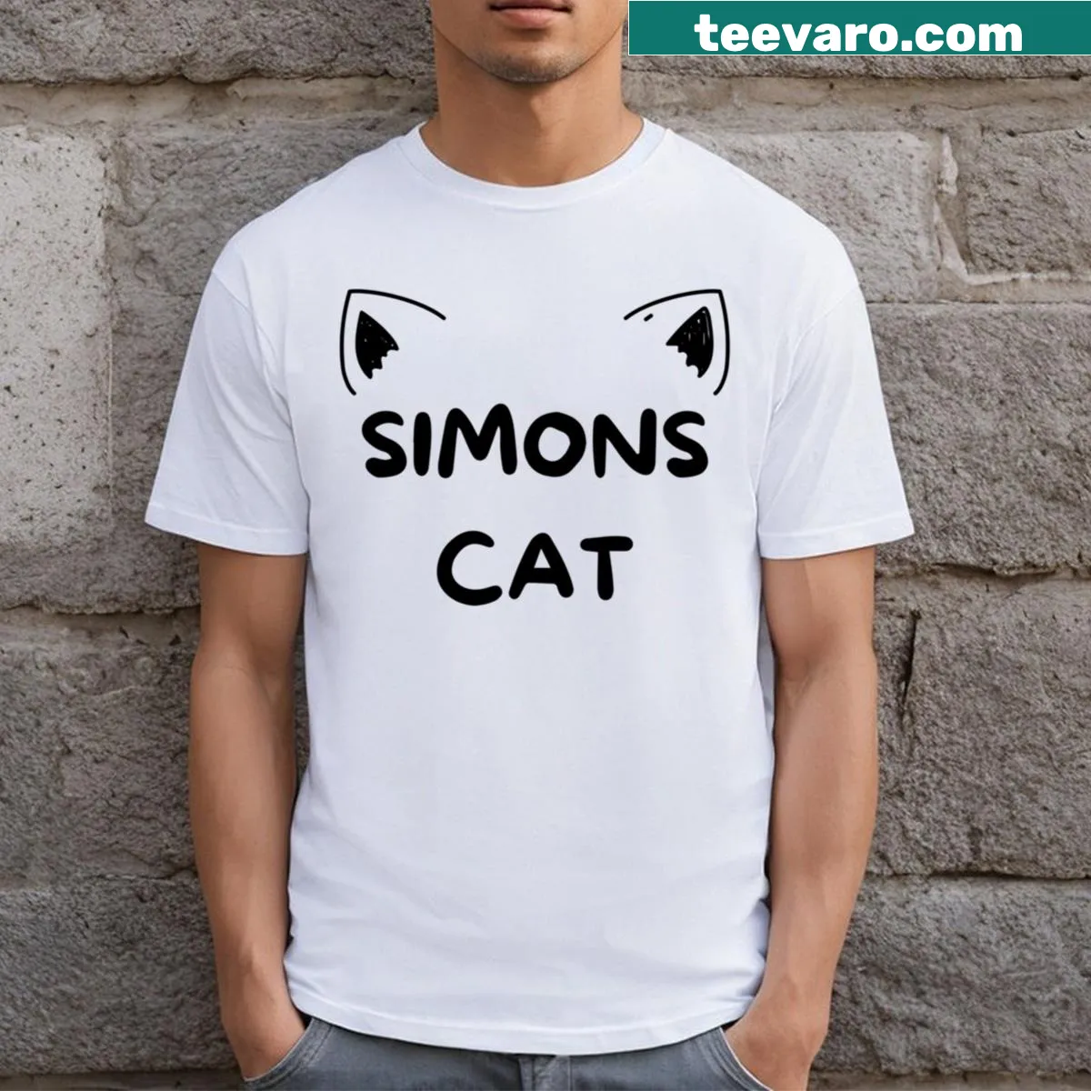 Cat t-shirt featuring a playful Simon's Cat graphic — on a men's t-shirt