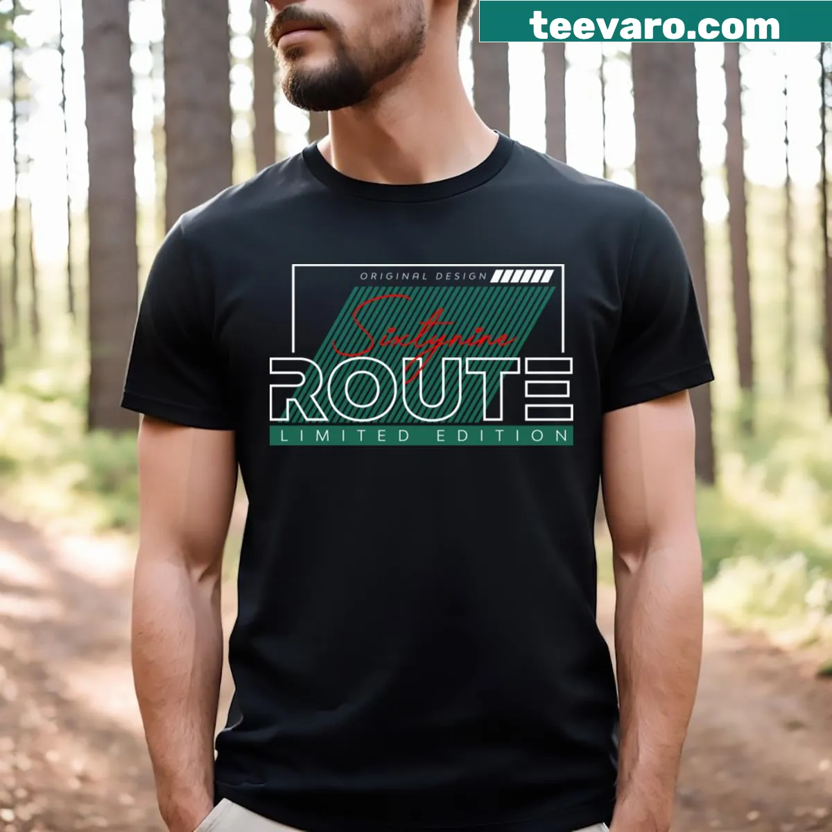 Retro t-shirt featuring a graphic of the Sixtynine Route — on a men's t-shirt