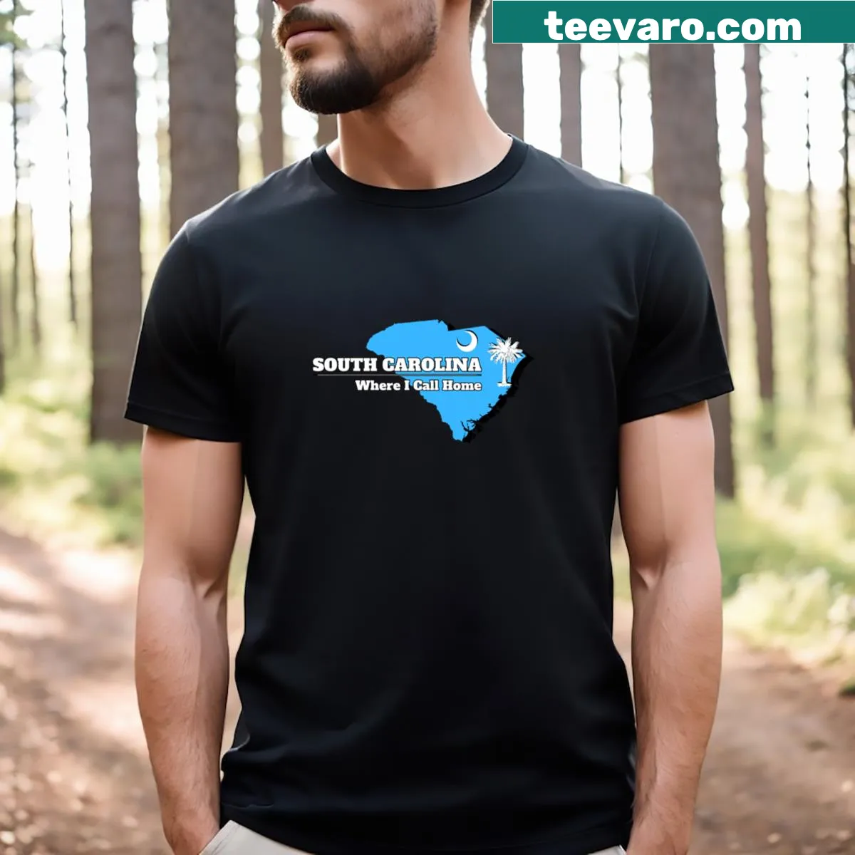 South Carolina t-shirt with home state graphic — on a men's t-shirt