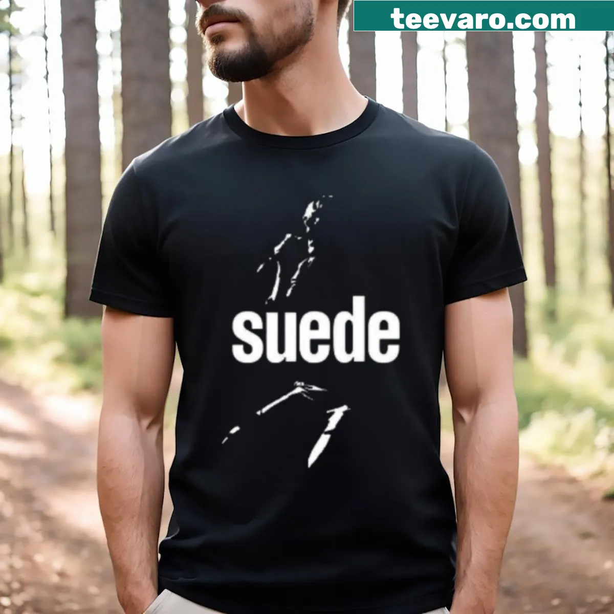 Minimalist suede-like texture t-shirt with clean lines — on a men's t-shirt