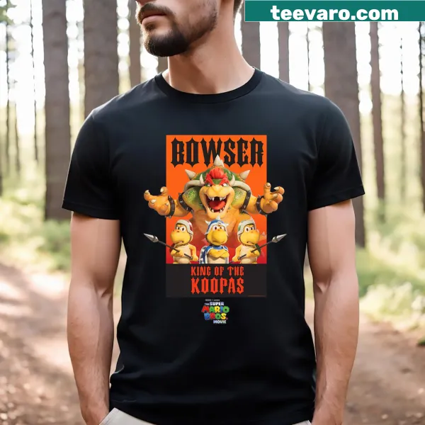 Bowser graphic from Super Mario Bros movie poster on T-shirt