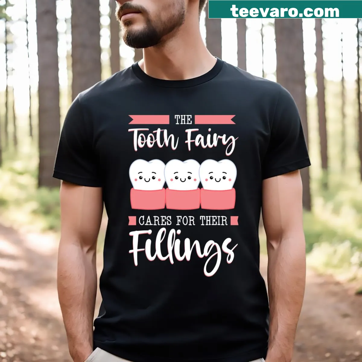 Funny dental hygienist t-shirt with Tooth Fairy theme and humorous graphics — on a men's t-shirt