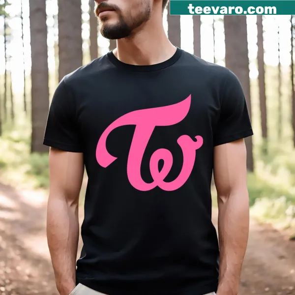 Graphic tee featuring TWICE members' names and logo in illustration style.