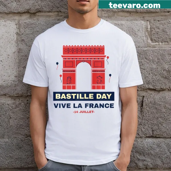 Illustration of Arc De Triomphe for Bastille Day on a T-shirt