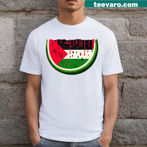 T-shirt featuring 'Watermelon Palastine' with a playful graphic