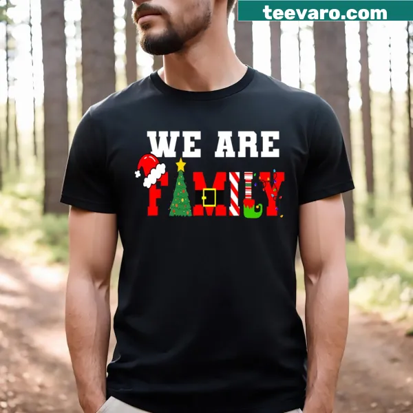 Matching family Christmas T-shirt with We Are Family text