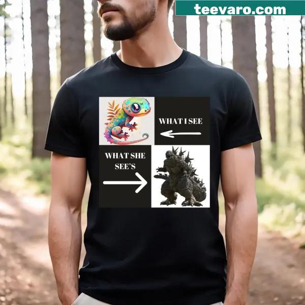 Cute kawaii gecko design on a T-shirt with playful text