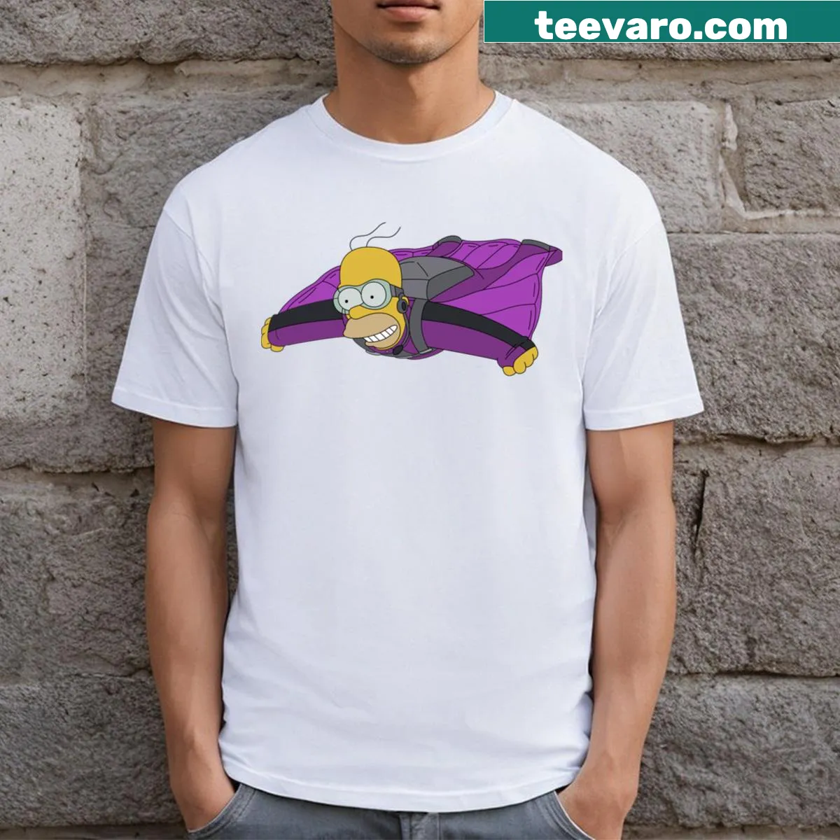 T-shirt featuring bold typography celebrating wingsuit skydiving — on a men's t-shirt