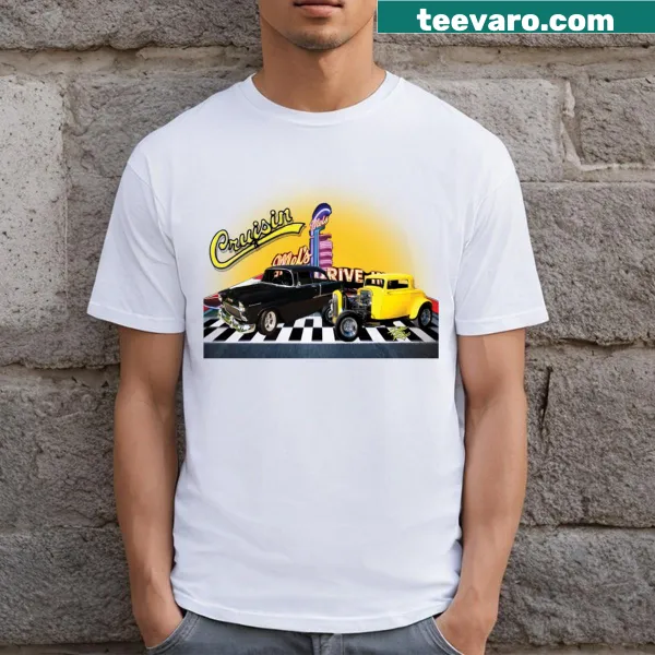 Speed Shop T-shirt inspired by American Graffiti featuring automotive graphics
