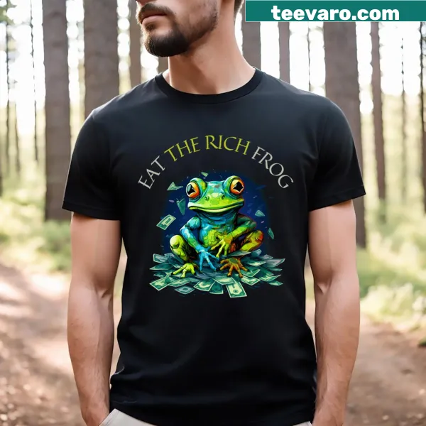 Funny T-shirt with frog illustration and humorous phrase