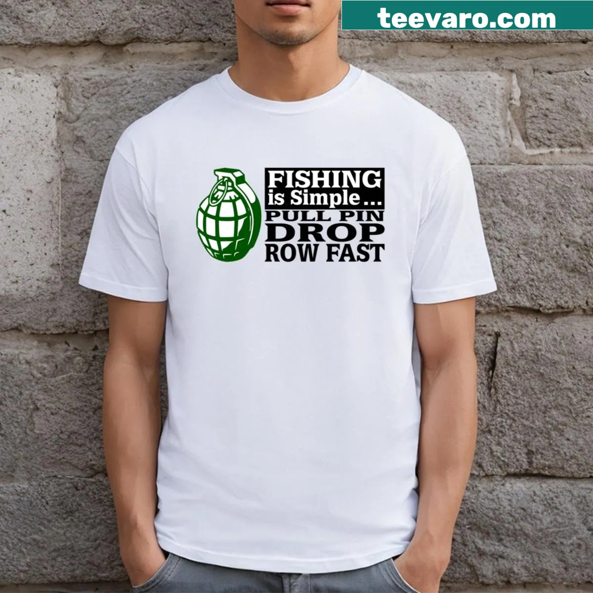 Funny fishing T-shirt with humorous text — on a men's t-shirt