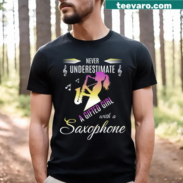 Funny saxophone player t-shirt with playful design