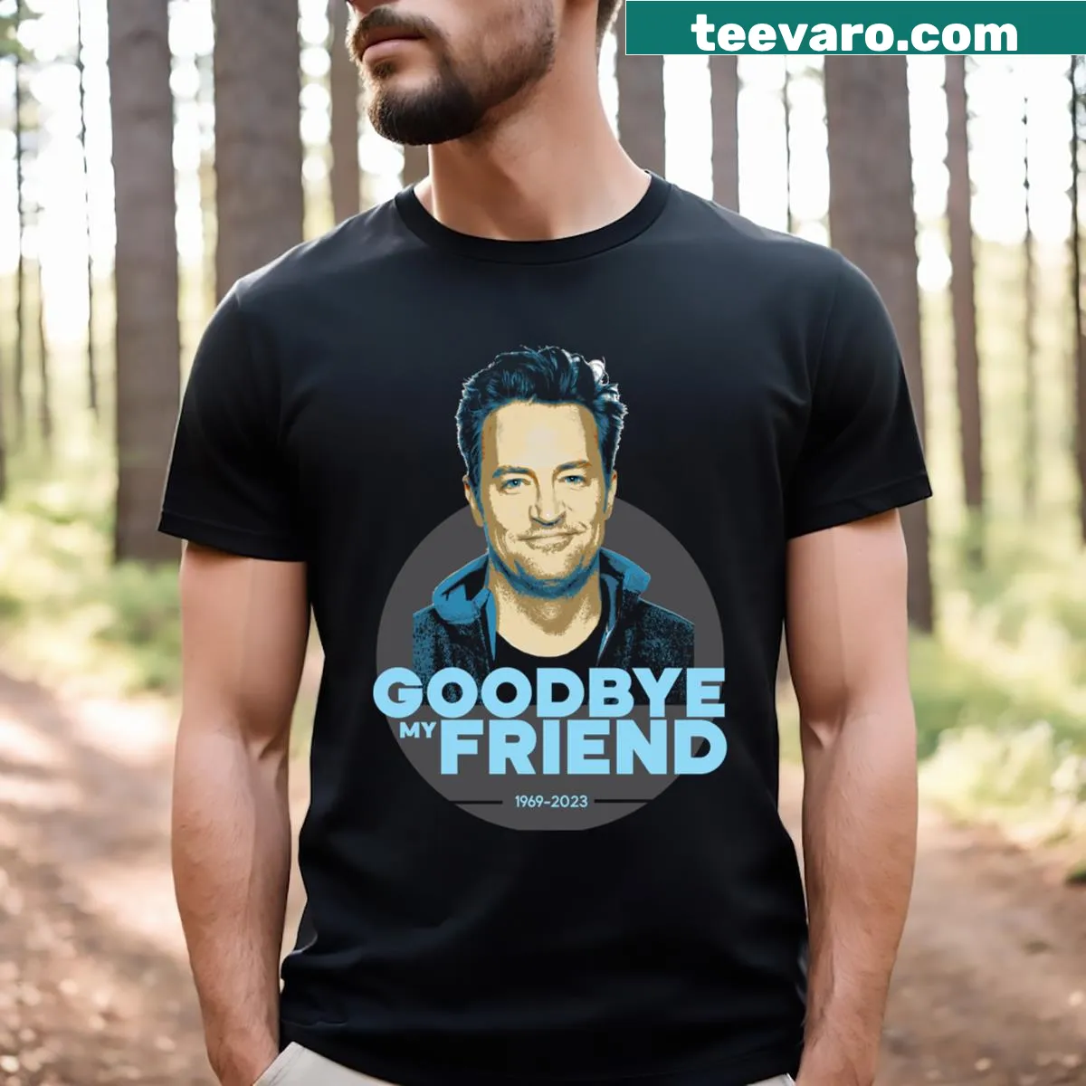 Tribute T-shirt for Matthew Perry with heartfelt design — on a men's t-shirt