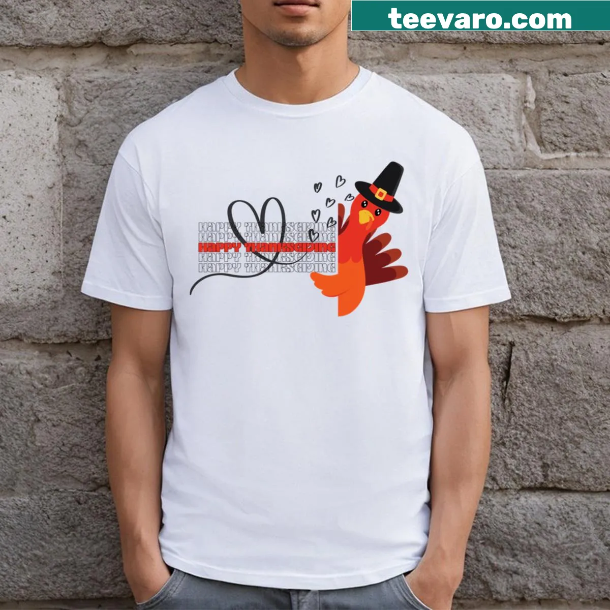 Whimsical pumpkin family T-shirt for Thanksgiving celebrations — on a men's t-shirt