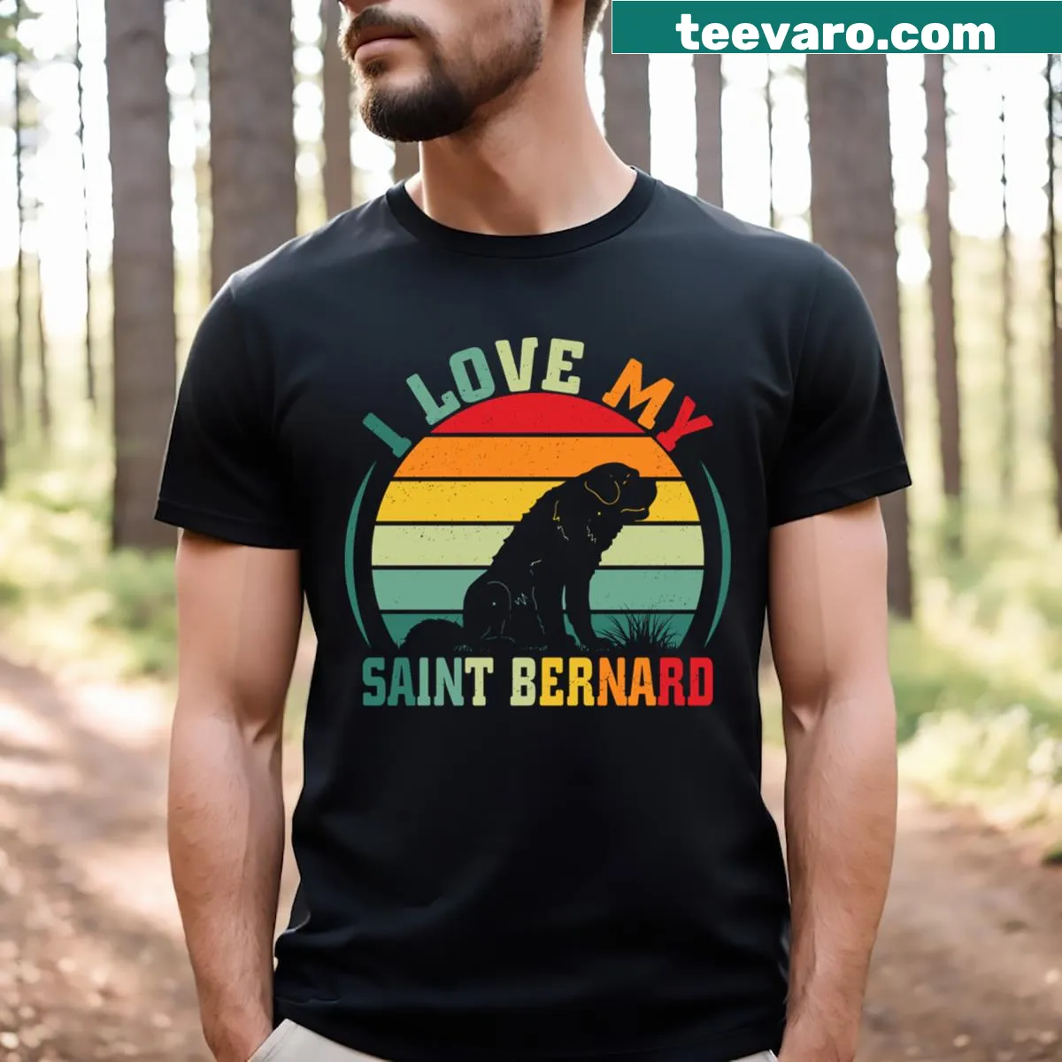 T-shirt with 'I Love My Saint Bernard' for dog lovers — on a men's t-shirt