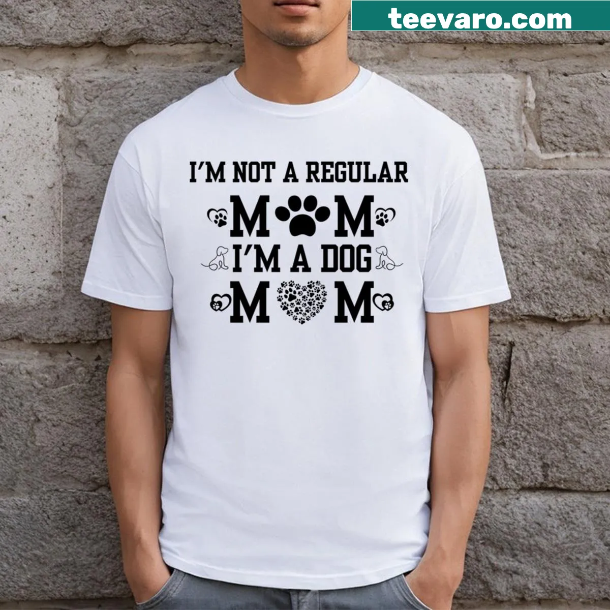 Funny dog mom t-shirt with a humorous saying about motherhood. — on a men's t-shirt