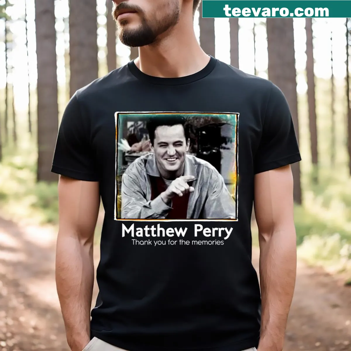 Tribute t-shirt for Matthew Perry with heartfelt phrase — on a men's t-shirt