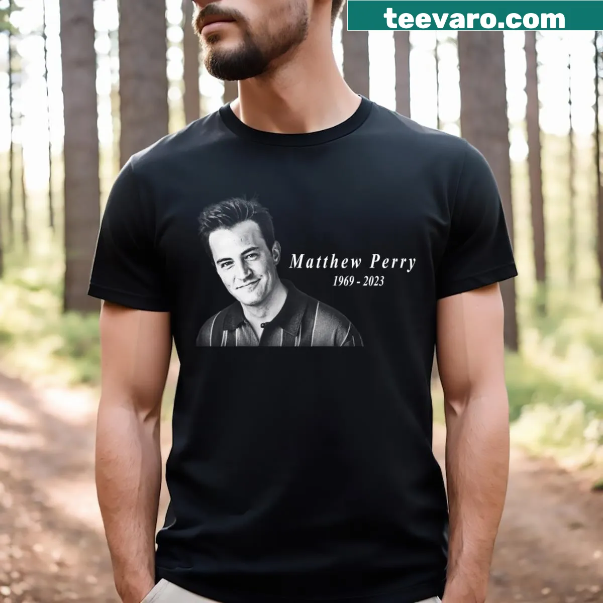 T-shirt with a sentimental design remembering Matthew Perry — on a men's t-shirt