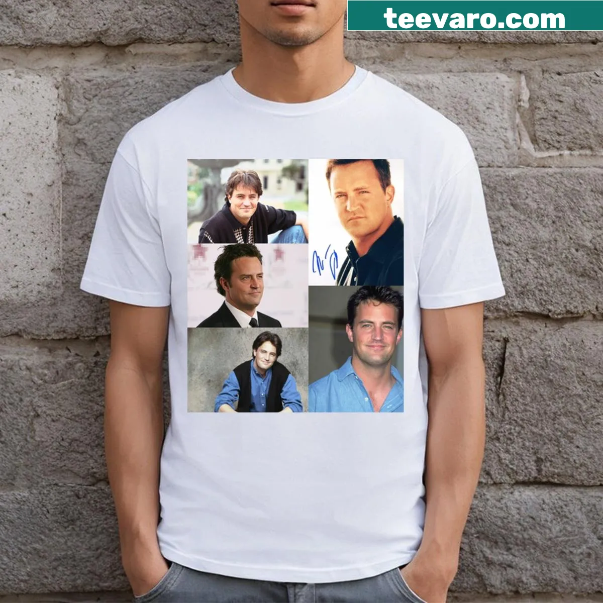 T-shirt featuring Matthew Perry's signature design — on a men's t-shirt