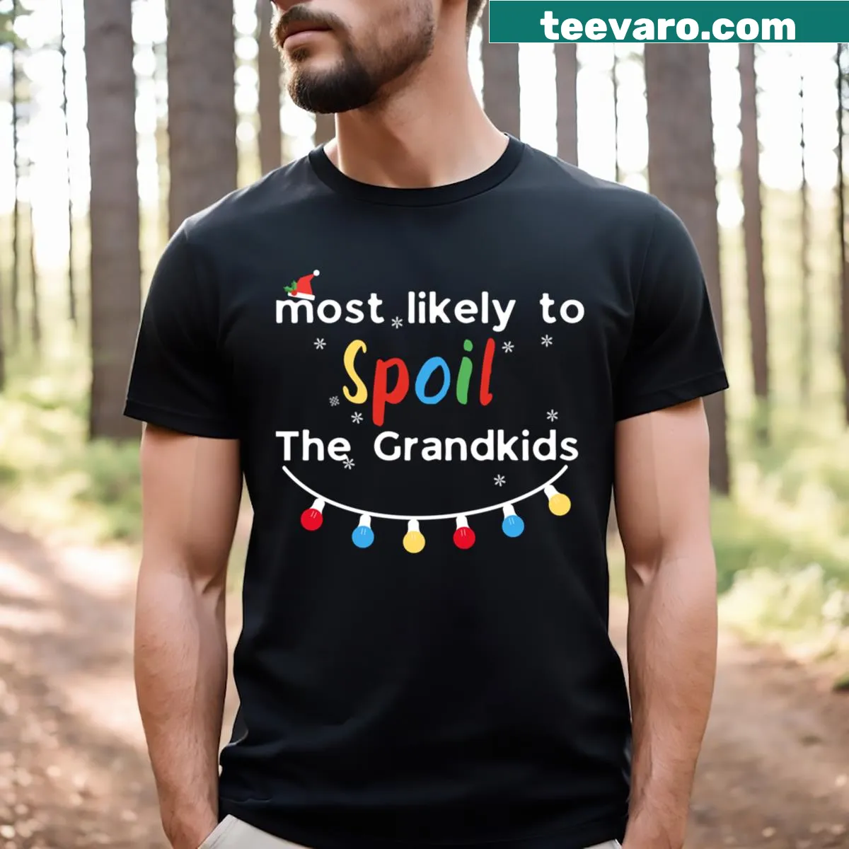 Funny Santa Claus T-shirt for grandparents with humorous text — on a men's t-shirt