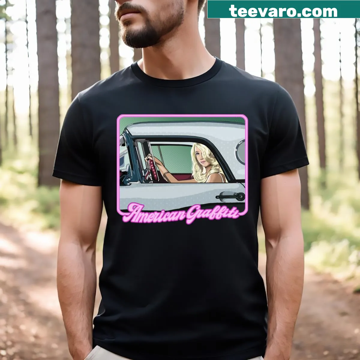 Abstract design Mysterious Girl In A Tbird T-shirt — on a men's t-shirt