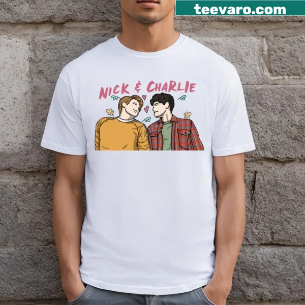 Cute illustration of Nick and Charlie enjoying happy times on a t-shirt