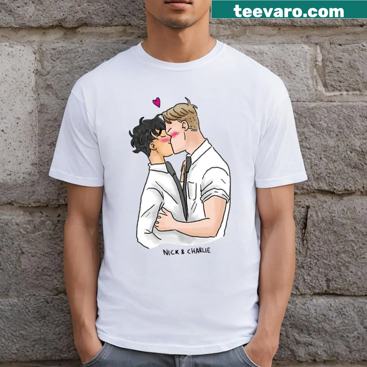 Charming illustration of Nick and Charlie on T-shirt — on a men's t-shirt