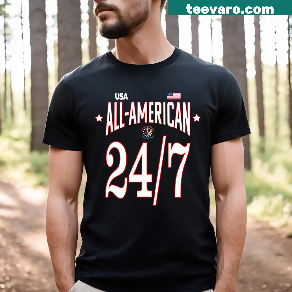 Sons Of Liberty Mock Jersey T-shirt featuring an emblematic design — on a men's t-shirt