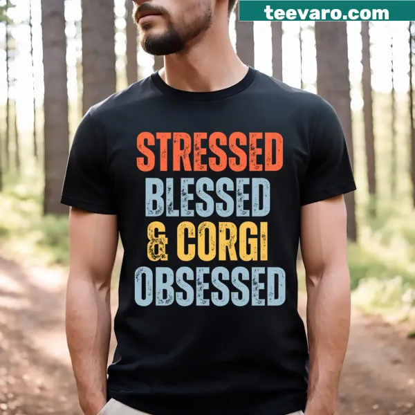 Funny corgi graphic t-shirt with humorous saying