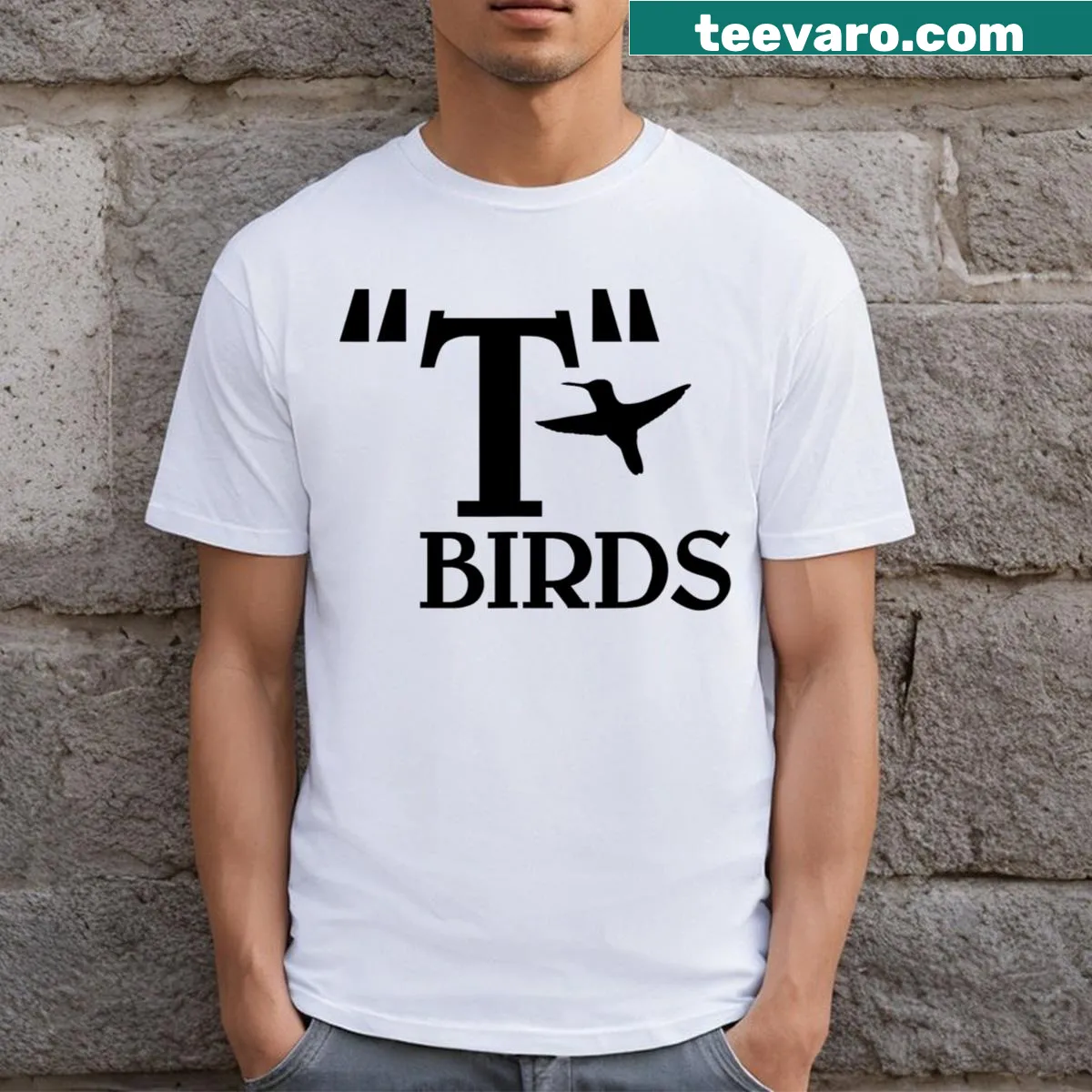 Badge emblem design for Thunderbird enthusiasts on a men's T-shirt. — on a men's t-shirt