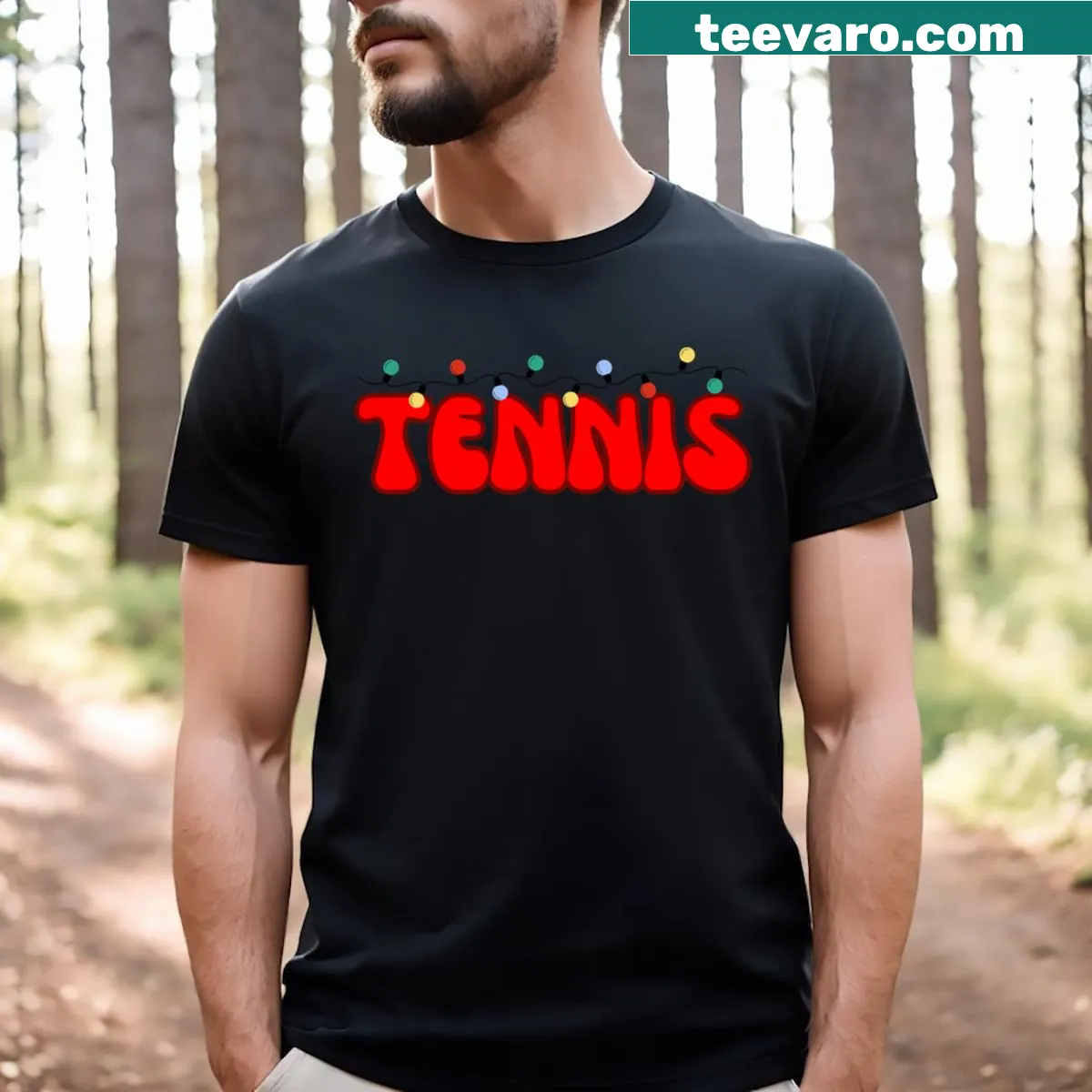 Funny Tennis Christmas T-shirt combining tennis and pickleball themes — on a men's t-shirt