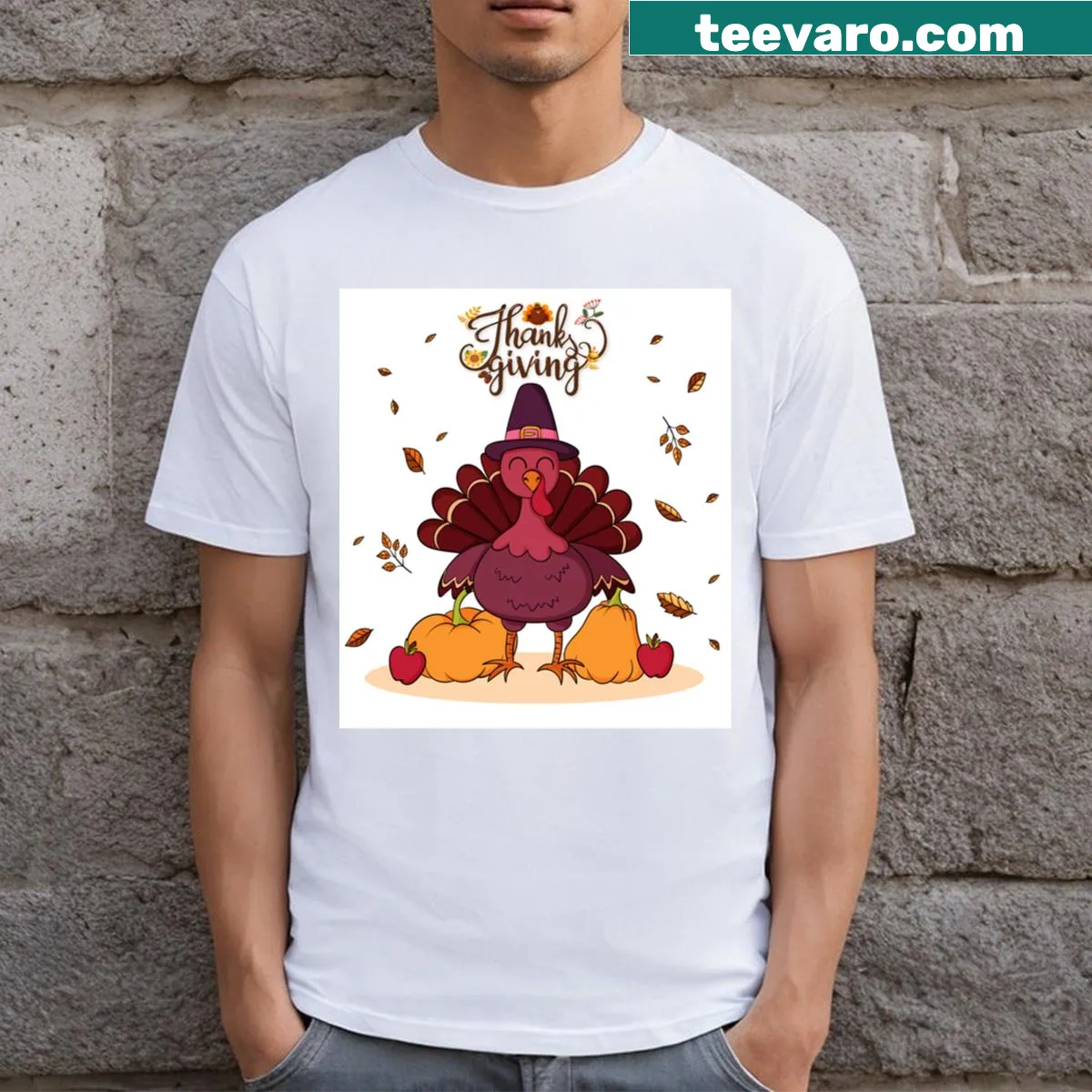 Funny Thanksgiving t-shirt with turkey and Shit I Am Delicious text — on a men's t-shirt