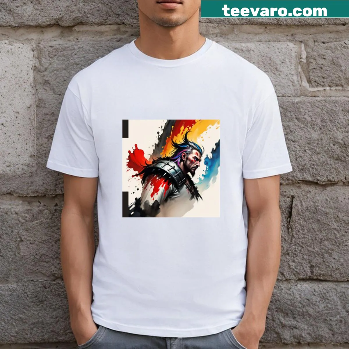 Bold Viking warrior graphic t-shirt with intricate design — on a men's t-shirt