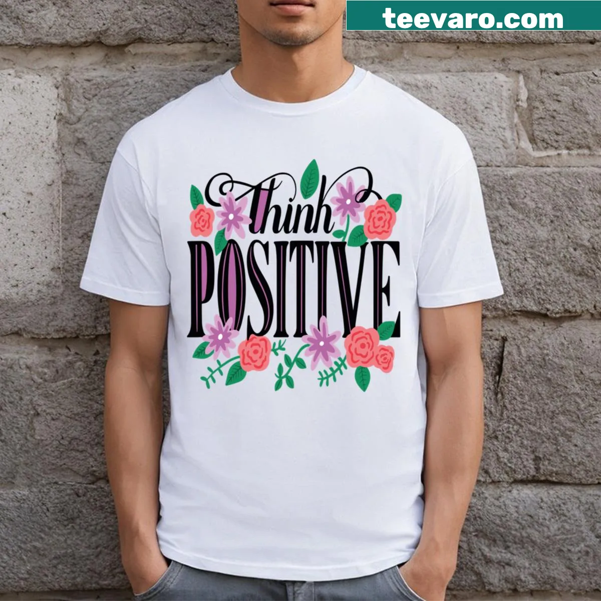 Vintage floral t-shirt featuring wildflower designs — on a men's t-shirt