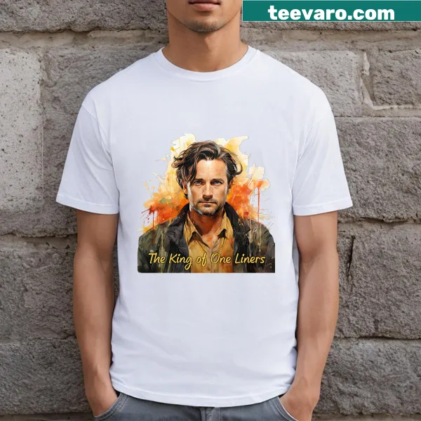 Humorous shirt highlighting 'Young Matthew Perry King Of One Liners' in bold text.