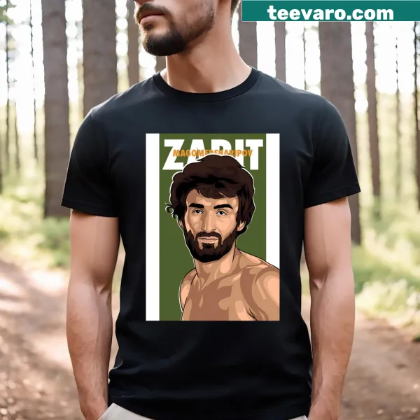 Sporty shirt featuring the name 'Zabut Magomedsharipov' in bold text.