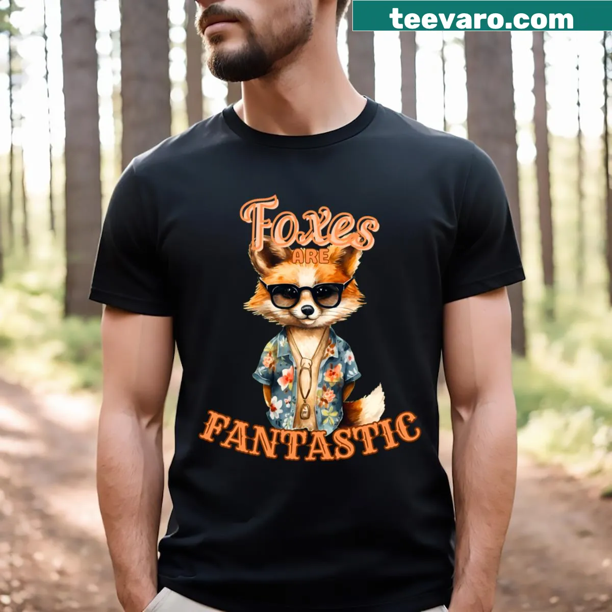 Illustration of a fox on a portrait T-shirt — on a men's t-shirt