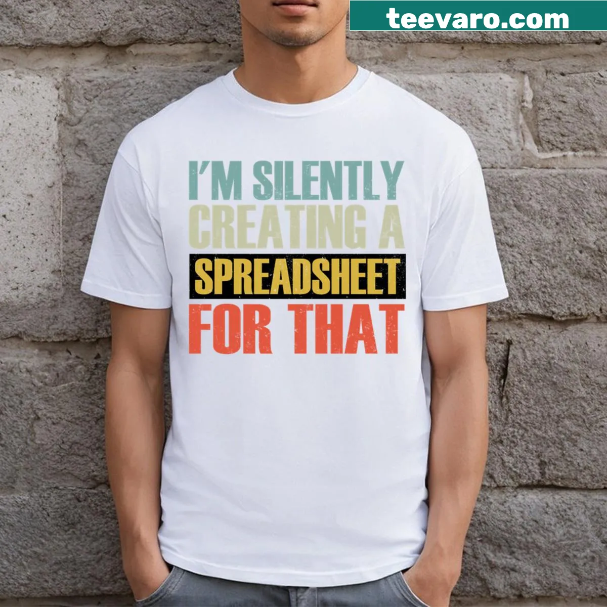 Funny accounting T-shirt with spreadsheet humor — on a men's t-shirt