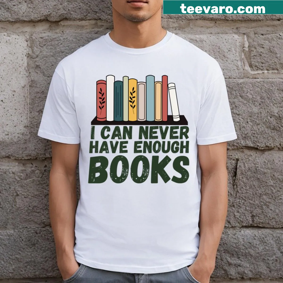 Funny book lovers graphic T-shirt with witty phrase — on a men's t-shirt