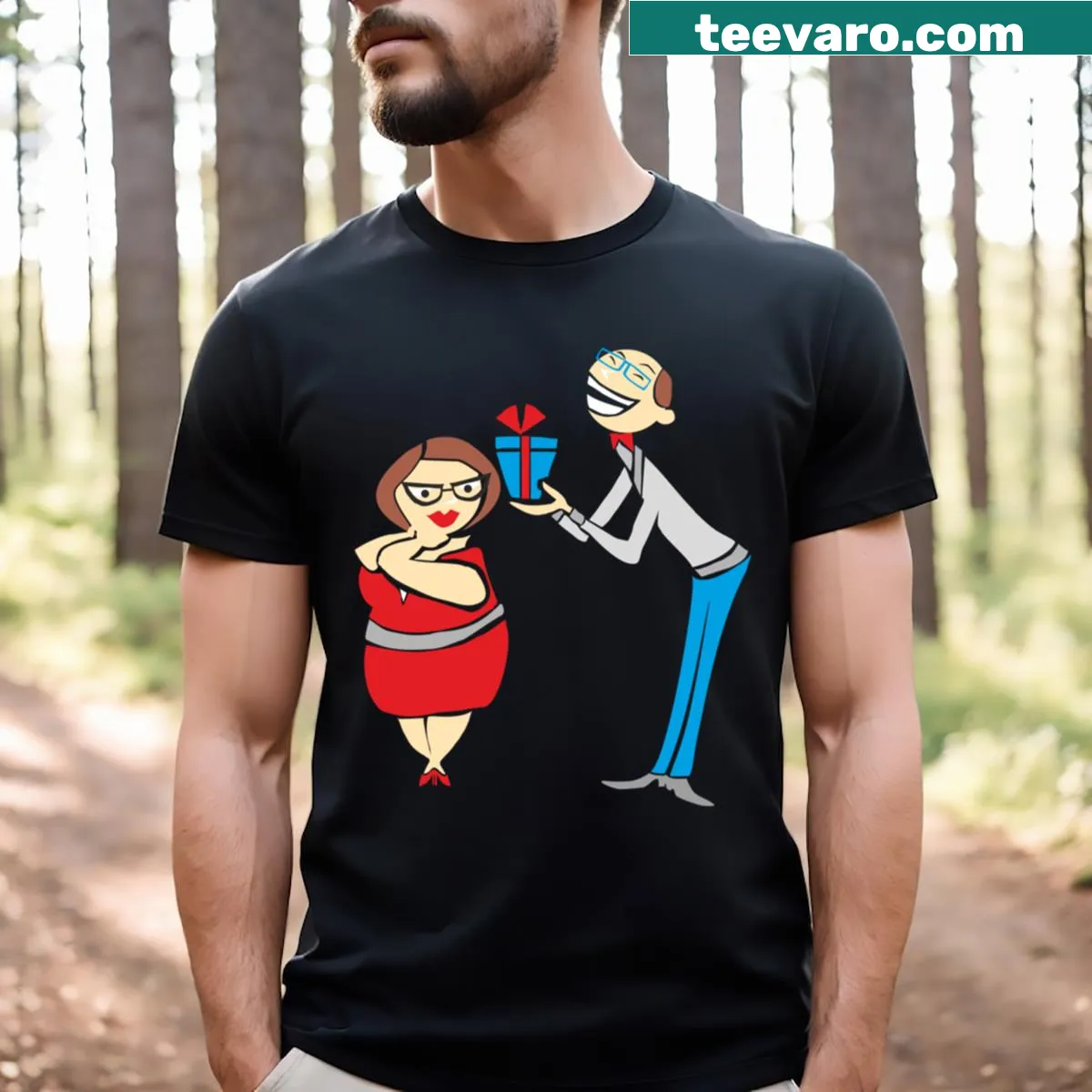Funny couple-themed T-shirt with humorous text design — on a men's t-shirt
