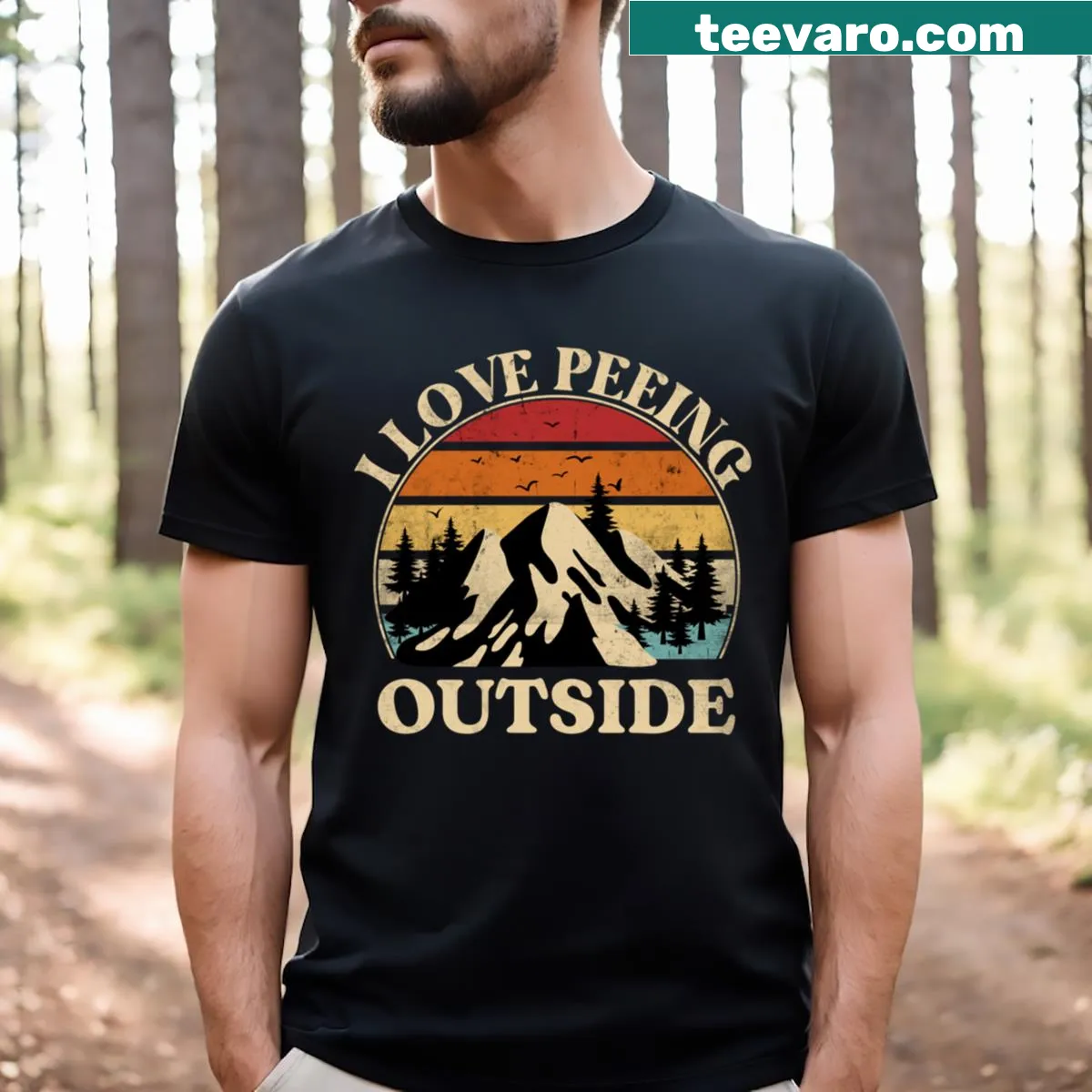 Funny hiking graphic T-shirt featuring humorous outdoor phrase — on a men's t-shirt