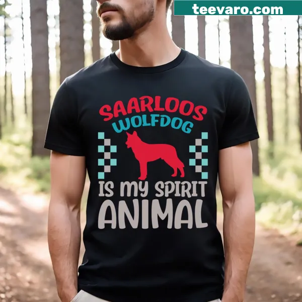 Funny Saarloos Wolfdog graphic tee with playful text