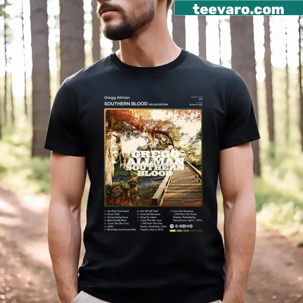 T-shirt featuring the Southern Blood album tracklist in vintage typography