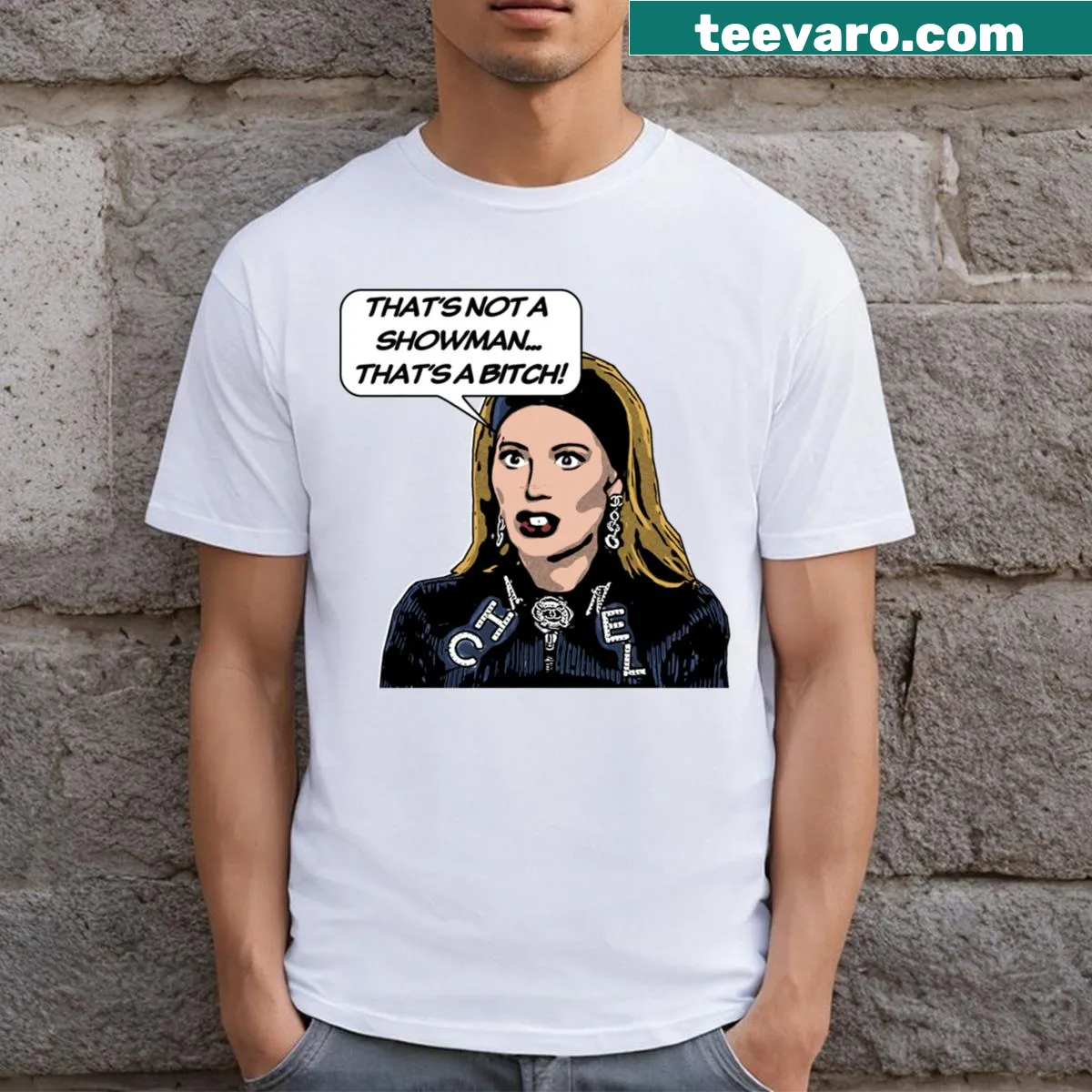 Not A Showman Dorit Rhobh T-shirt with a sarcastic phrase — on a men's t-shirt