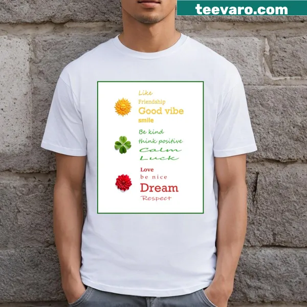 T-shirt with positive words in colorful typography