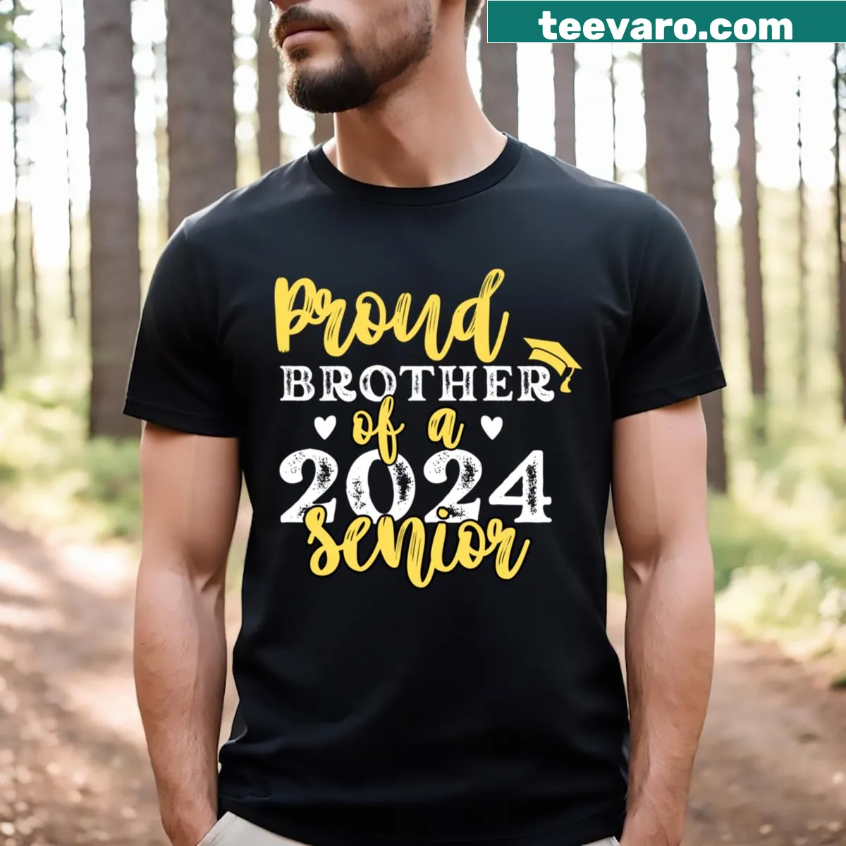 Proud Brother of a 2024 Senior T-shirt with bold text — on a men's t-shirt