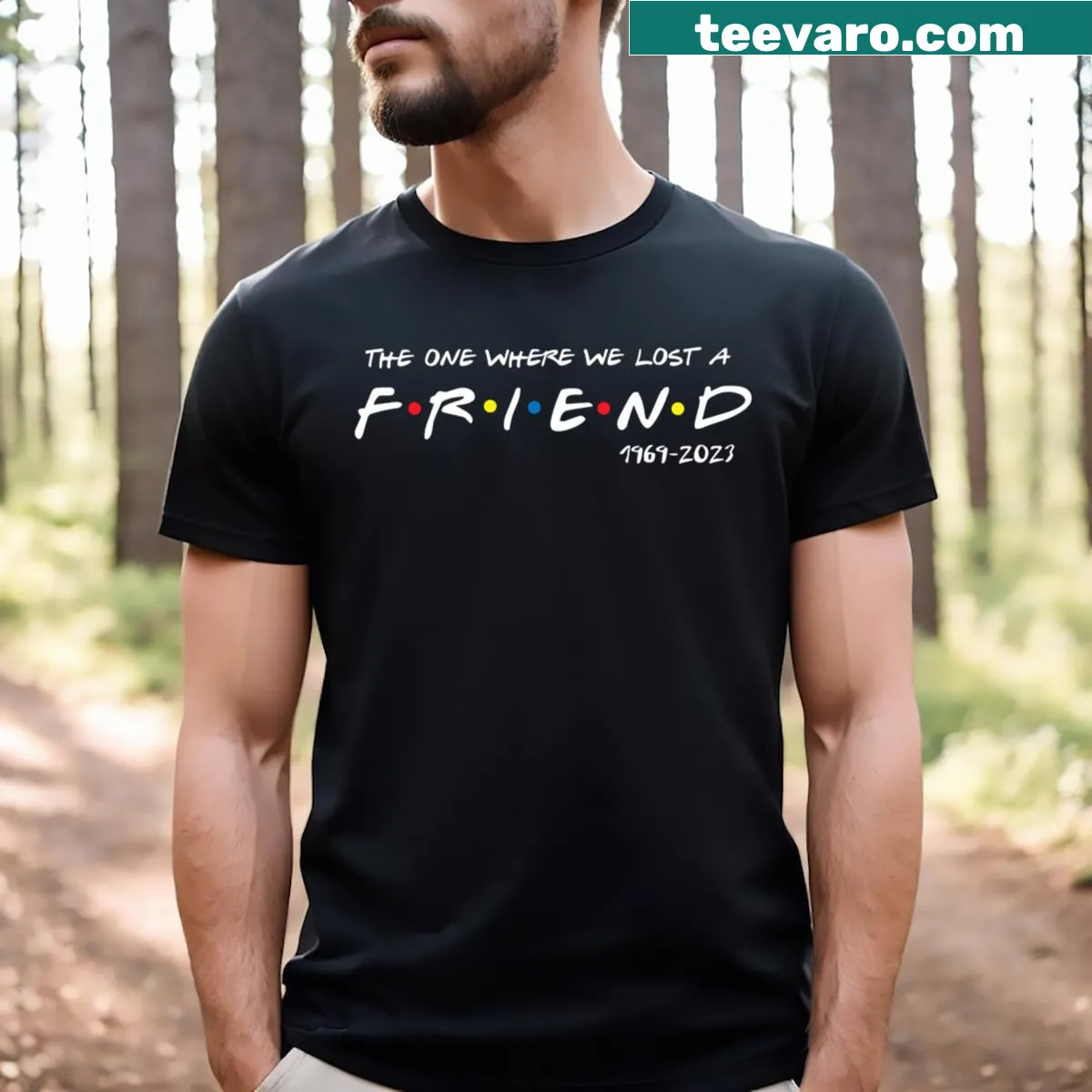 Tribute t-shirt for Chandler Bing with heartfelt text — on a men's t-shirt